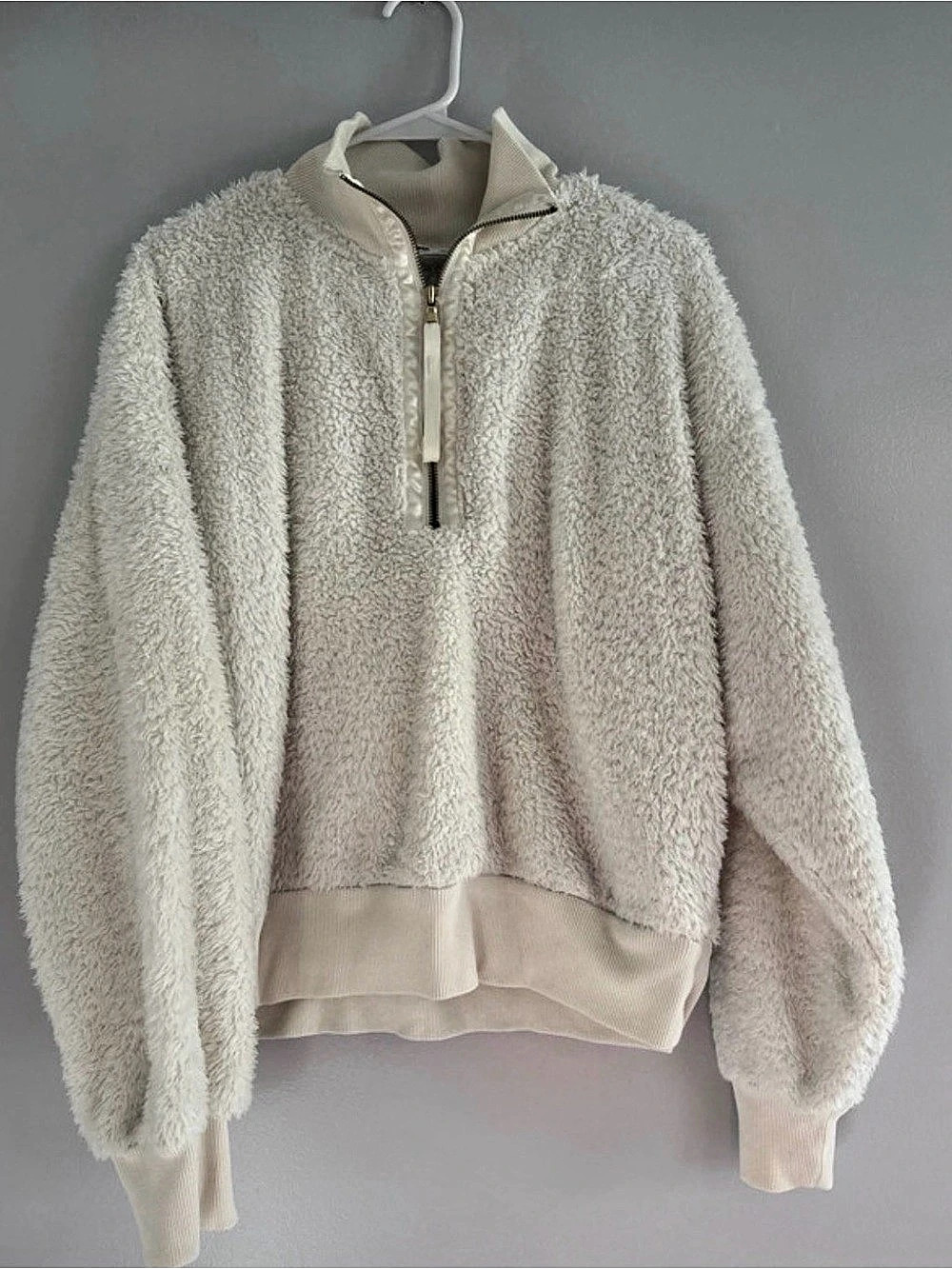 Oversized Sherpa Half-Zip Jacket White